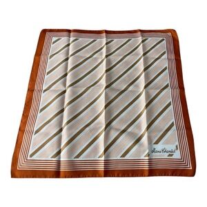 Marie Chantal Vintage Orange Beige Stripe Silky Scarf Twilly Hanky